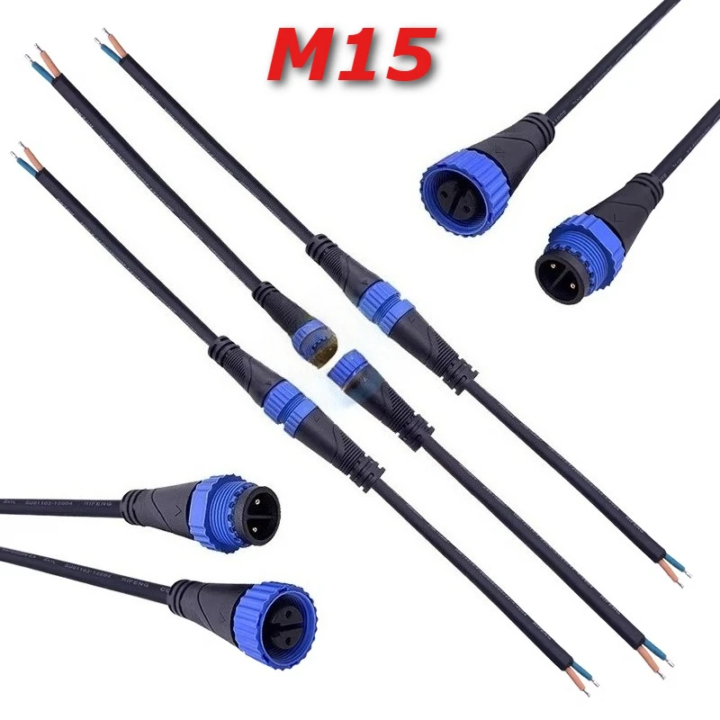 M15 Waterproof 2 3Pin 4 5 Pin Male Female Connector Cable IP67 AC/DC Industrial Aviation Plug Automobile Plug-in LED Power Cord
