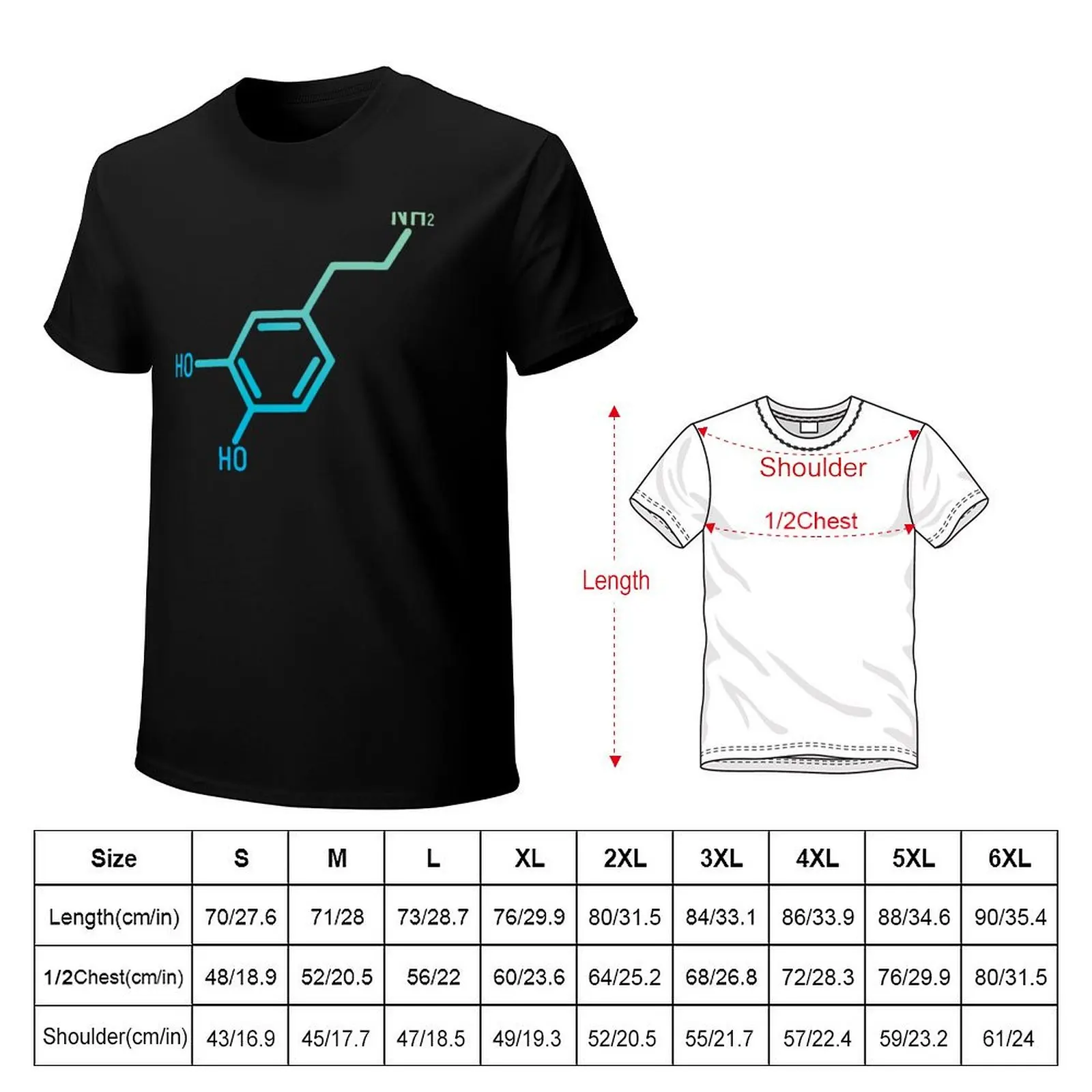 This makes me happy! Dopamine Molecule Gradient T-Shirt Basic Solid Color Casual Tee Shirt