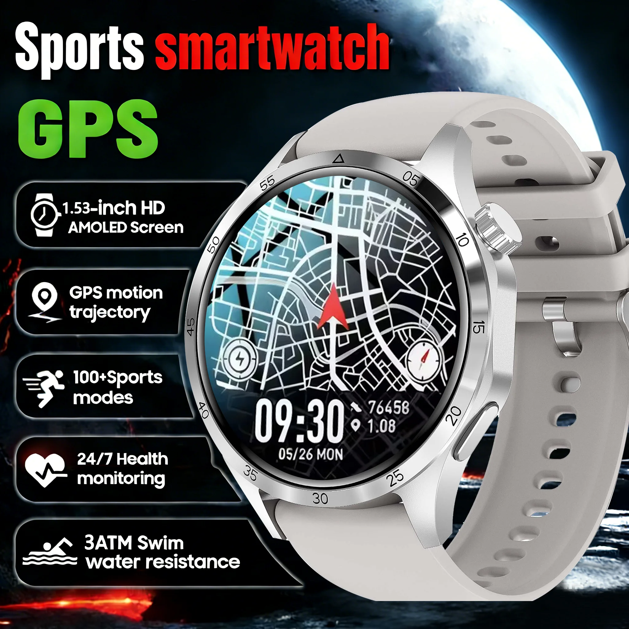 

2026 New outdoor Military quality 300mAh SmartWatch GPS 3ATM Waterproof swim sports BT Call Men Smartwatch Men Gifts