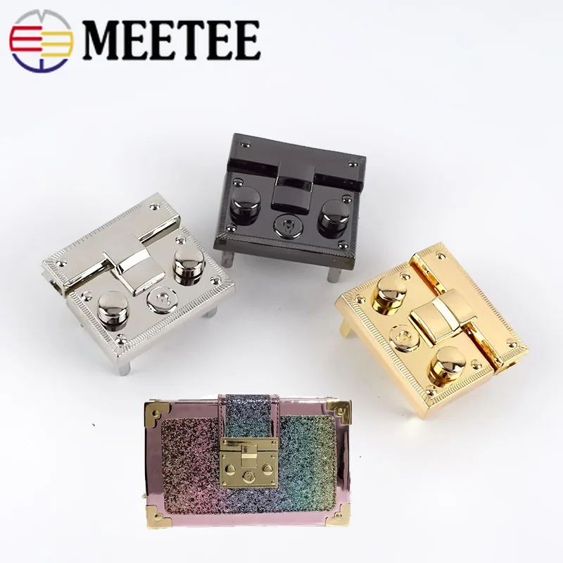 2/5Pcs Meetee Metal Bag Snap Lock Handbag Clasps Closure Buckle DIY Purse Twist Turn Locks Bags Accessories Replacement Buckles