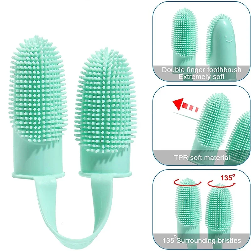 Pet Silicone Teeth Cleaning Fingertips for Cats and Dogs Cleaning and Removing Tartar and Stones Pet Toothbrushes