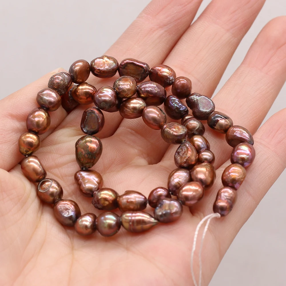 7-8mm100% Natural Freshwater Pearl Coffee Irregular Shape Loose Beads for DIY Jewelry Making Women Necklace Bracelet Accessories