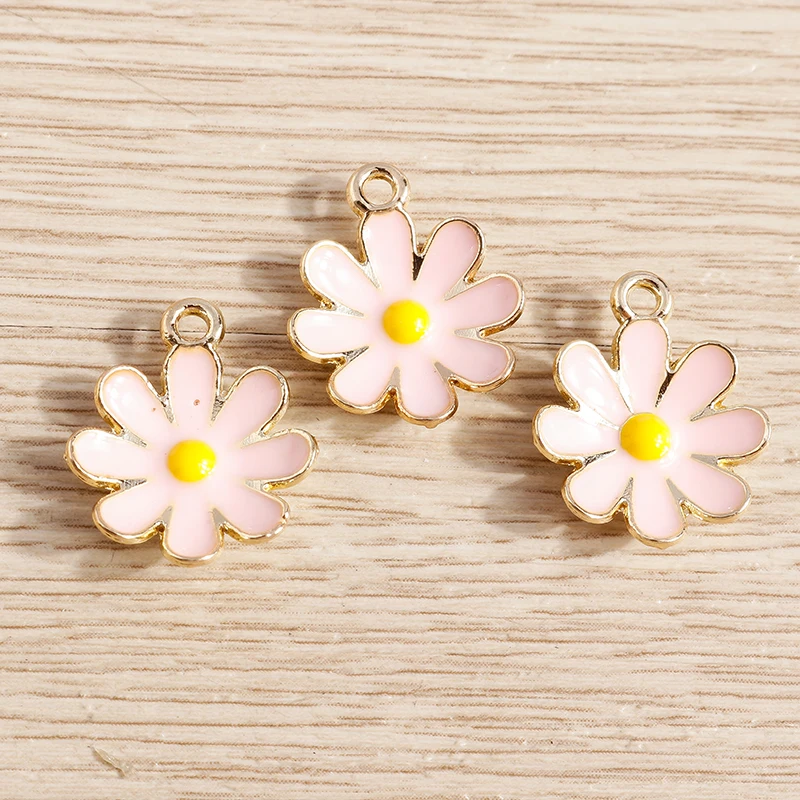 Tusember 10 Stück vergoldete, bunte, niedliche Gänseblümchen-Anhänger für DIY-Schlüsselanhänger, Ohrringe, Armbänder, Schmuckherstellung und Zubehör – Detail 9