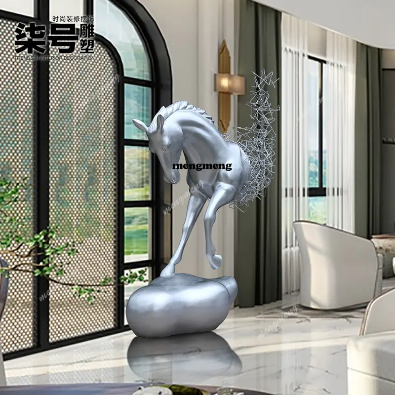 Sales Hall Abstract Horse Head Sculpture Ornament Hotel Villa Outdoor Large Floor Decorative Art
