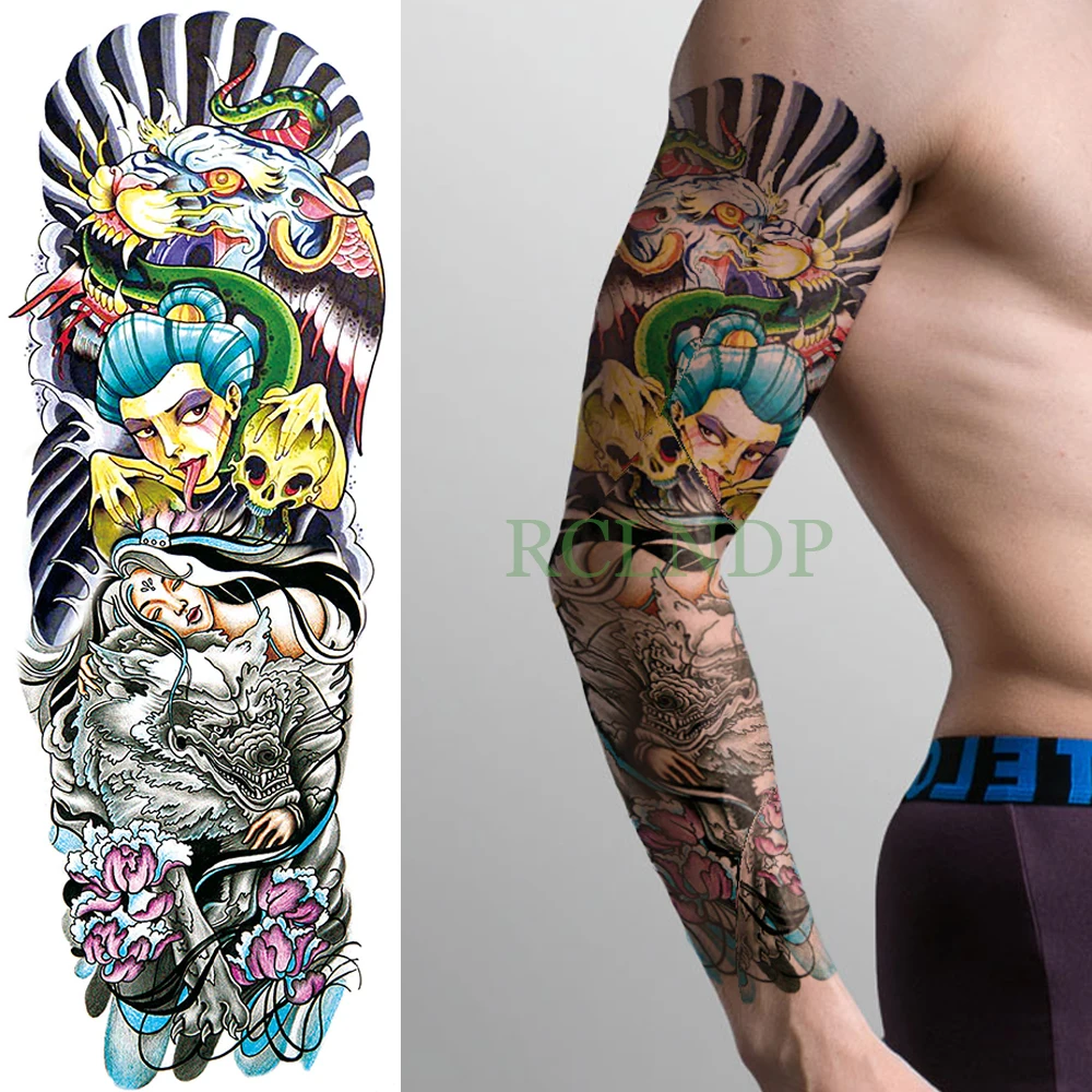 Waterproof Temporary Tattoo Sticker full arm large size Snake essence tatto stickers flash tatoo fake tattoos for men women