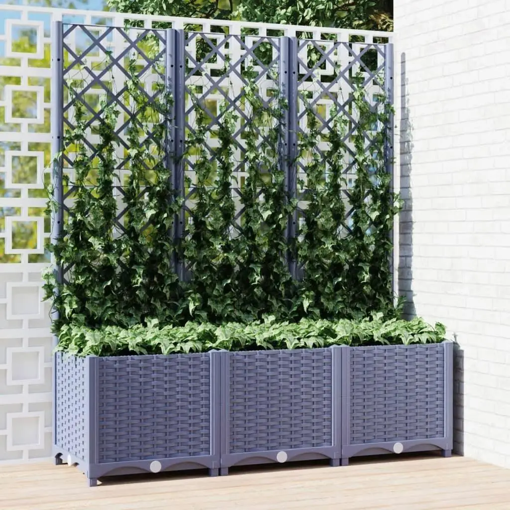 120x40x136cm Blue Grey Garden Planter with Trellis - Durable PP Material for Outdoor Use