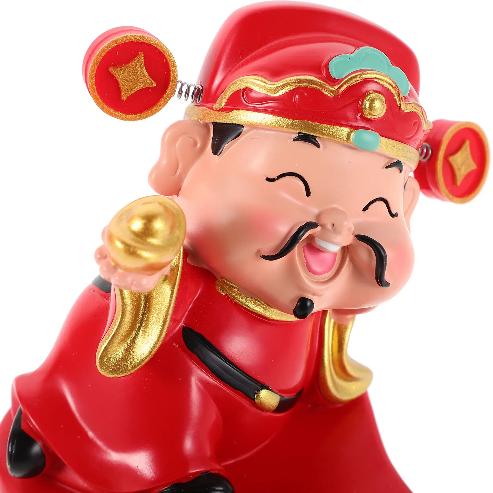 Mini Resin Chinese Fortune Attracting God of Wealth Decoration Car Dashboard Phone Stand Office Desk Home Shelf Ornament
