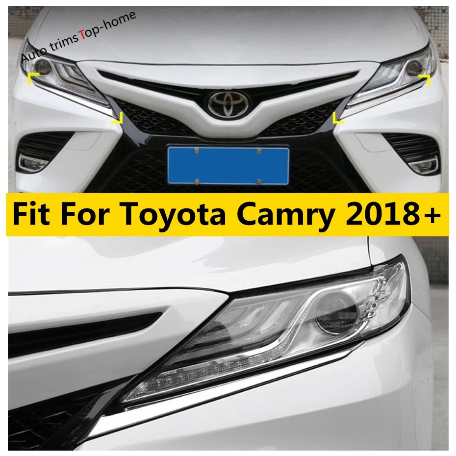 

Front Head Light Lamp Eyelid Eyebrow Decoration Strips Cover Trim Fit For Toyota Camry 2018 - 2022 Chromium Styling Accessories