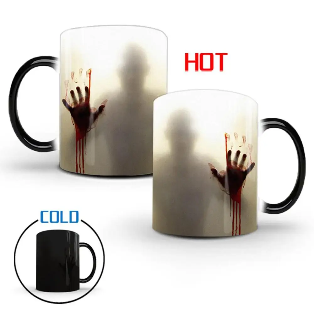 Zombie Thermochromic Heat Sensitive Halloween Decoration Novelty Color Changing Tea Cup Coffee Mug Milk Bottle Drinkware