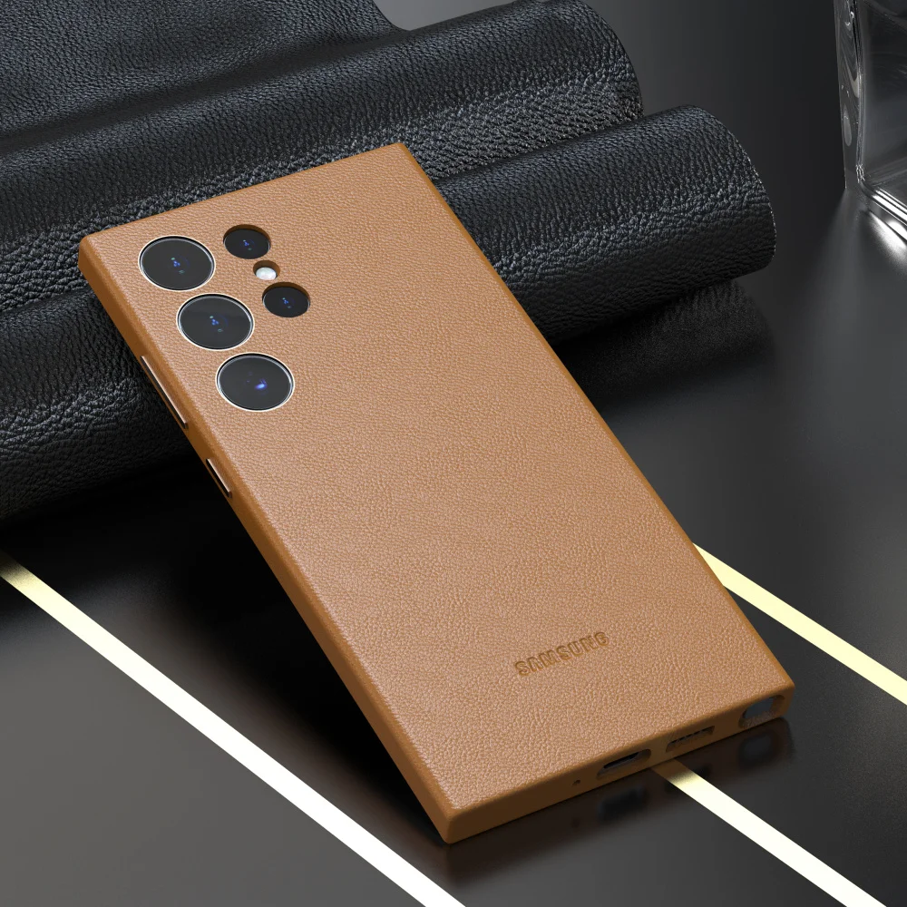 Leder-Handyhülle für Samsung Galaxy S24 Ultra S24 Sense of Luxury S24Ultra S24 FE S24 Plus S24Plus einfarbige Vollabdeckung – Detail 8