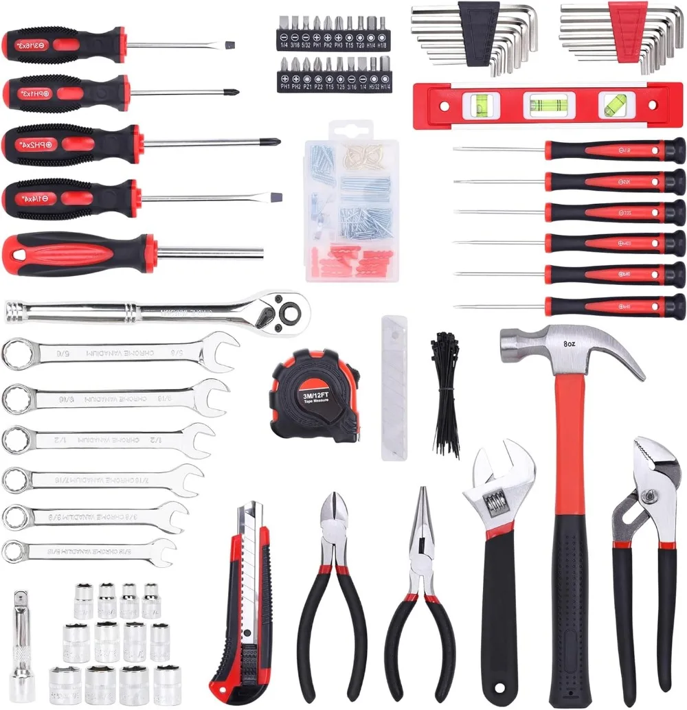 FASTPRO 236-Piece Home Repairing Tool Set, Mechanics Hand Tool Kit with 12-Inch Wide Mouth Open Storage Bag, Household Tool Set