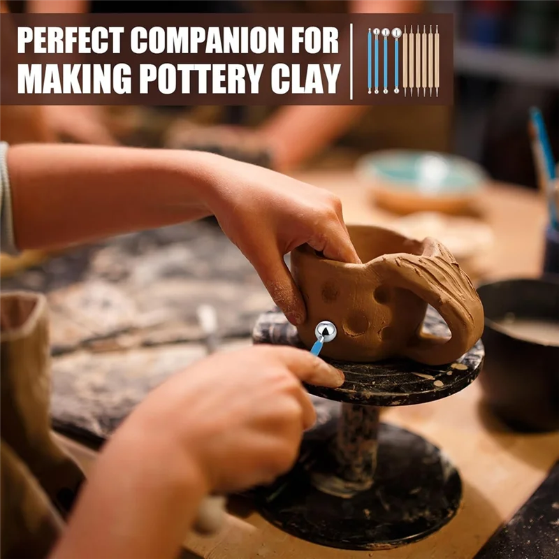 

-A90P 6 Sets Dot Painting Tools 60 Pcs Clay Pottery Modeling Tools Embossing Tools Clay Dotting Tools For Painting