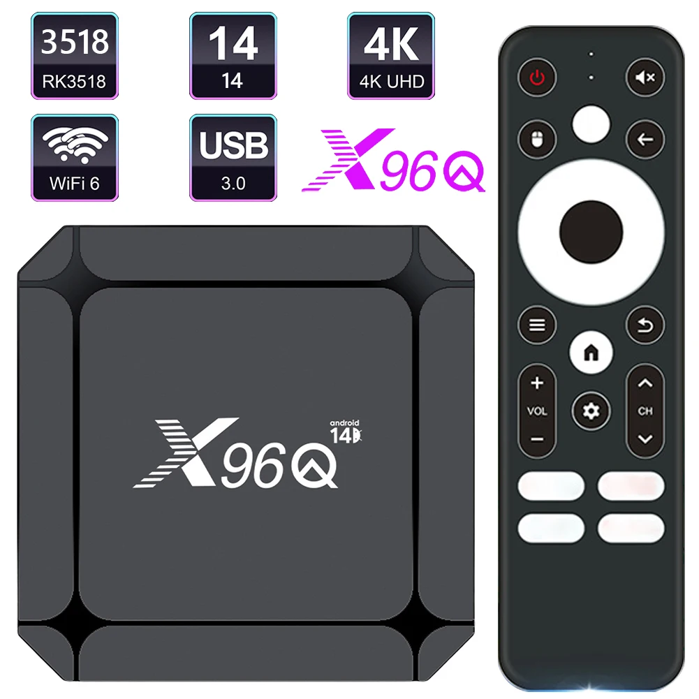 X96Q Android 14 TV Box RK3518 رباعي النواة Cortex-A53 شرائح صندوق التلفزيون الذكي ثنائي النطاق 2.4G/5.8 جيجا هرتز WiFi6 Set Top Box Android Box #4