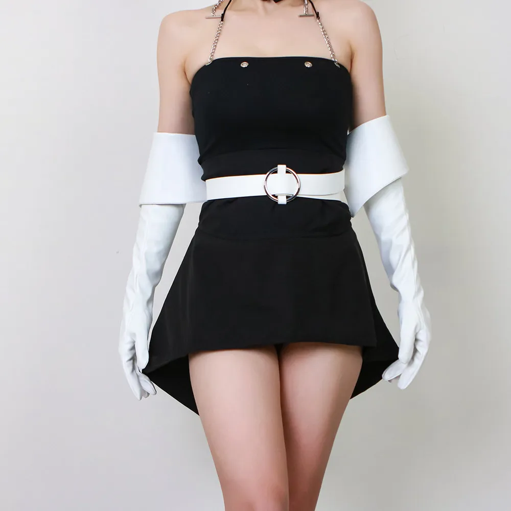 26 Zoll (65 cm) lange Handschuhe aus Kunstleder, PU, Latex, weiß, extra tief geschnitten, umklappbar, im Cyberpunk-Stil, Armstulpen, sexy Damen-Fäustlinge – Detail 20