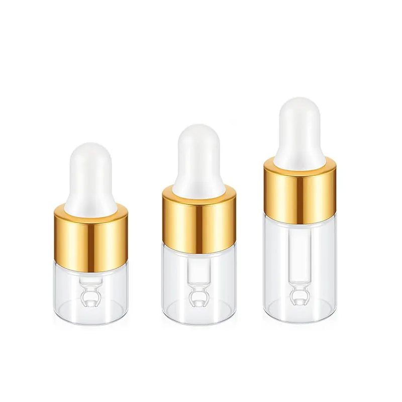 10/30pcs Glass Perfume Bottle 2ml 3ml 5ml Essential Oil Dropper Bottle With Gold Cap Refill Travel Perfume Bottle Pipette Bottle