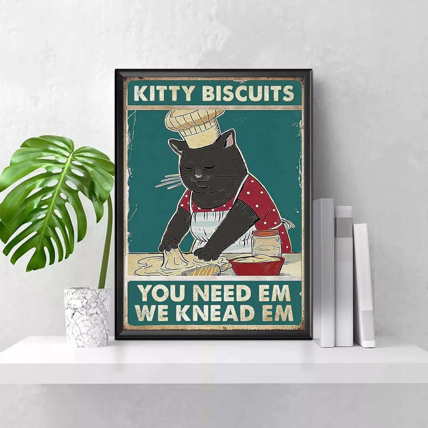 Funny Tin Bar Signs Kitty Biscuits You Need Em We Knead Em Poster Cat Poster Metal Tin Sign Vintage Decoration Garage Home  sign