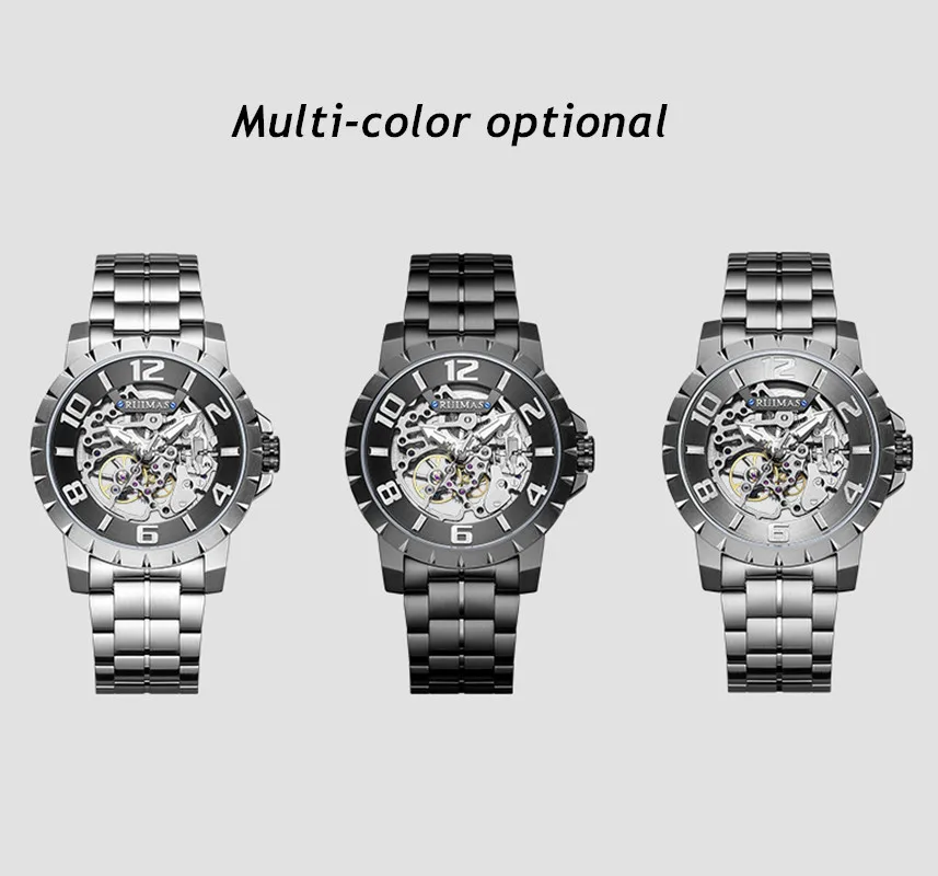 RUIMAS Automatic Watch for Men Luxury Mechanical Watch Stainless Steel Luminous Waterproof Wrist Watch Clock Reloj Hombre 6784