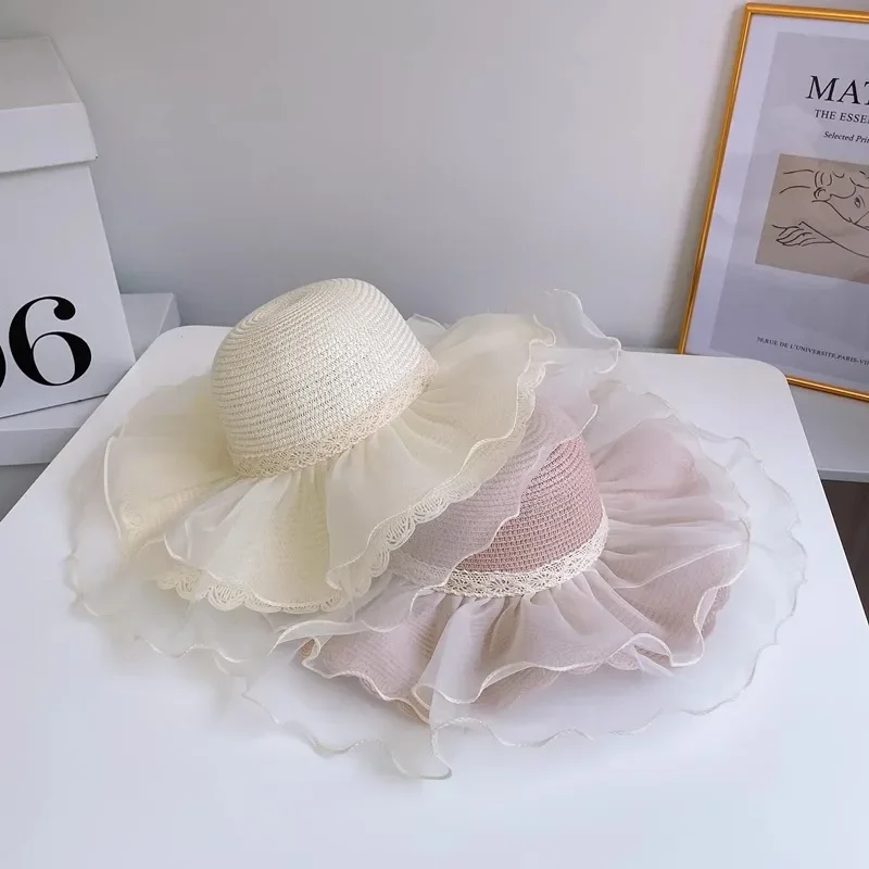 Fashion New Spring and Summer Floppy Wide Brim Sun Hat Women Strawhat Cap Outdoor Holiday Lady Beach Casual FloralPanama Hat