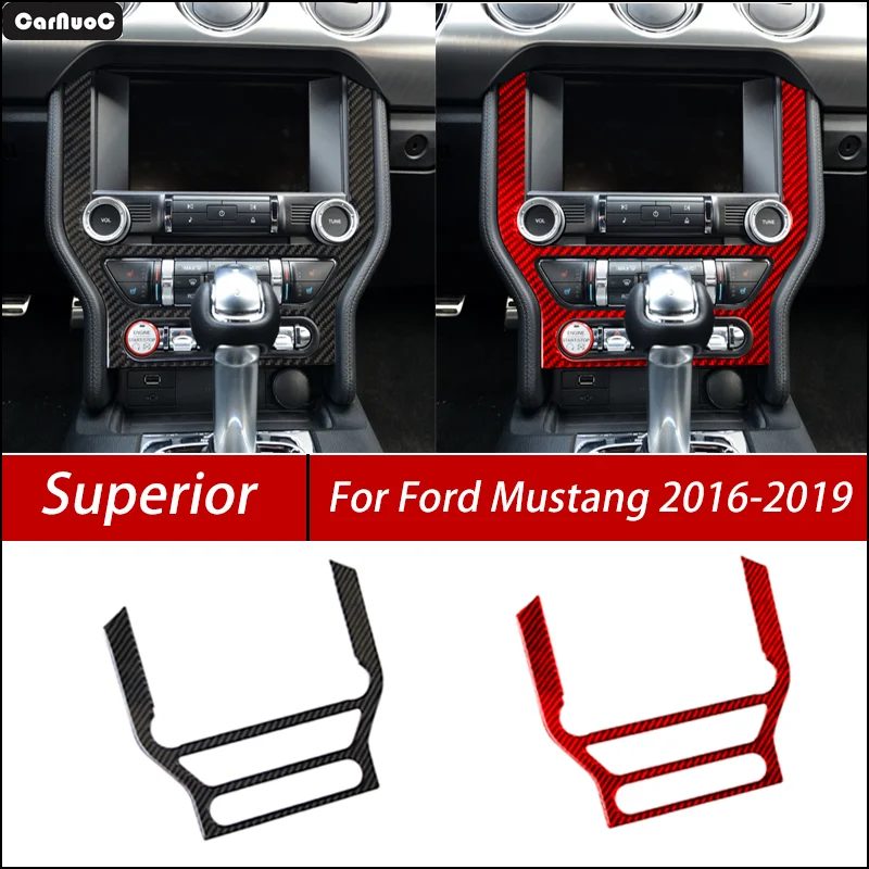 

For Ford Mustang 2016-2019 Carbon Fiber Car Interior Upgrade Kit - Self-Adhesive Central Control AC CD Panel Trim Decals