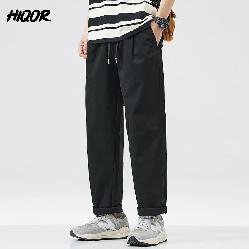 HIQOR New In Men\'s Cargo Pants Pantalons Cargo Casual Straight Trousers Unique Pockets Embroidery 98% Cotton Baggy Pants for Men