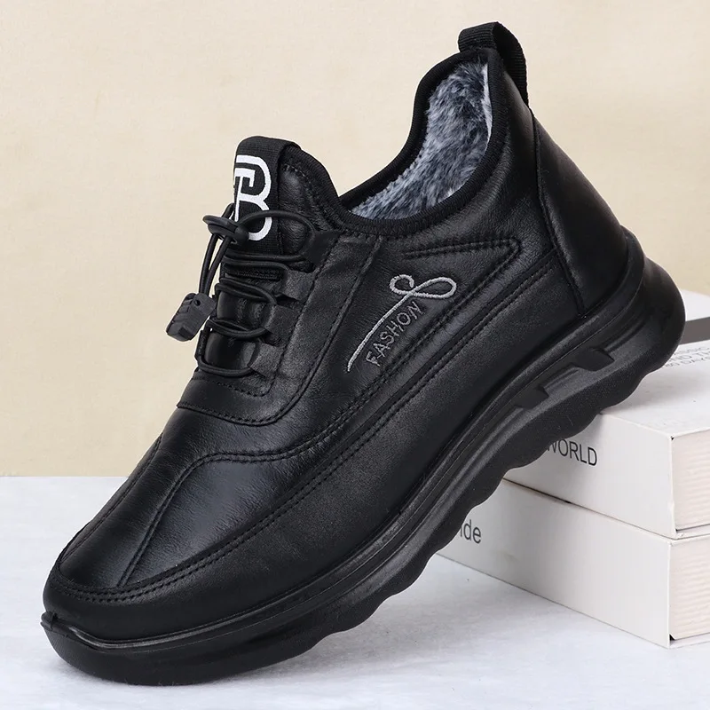 New winter cotton shoes for middle-aged and elderly men, fleece-lined casual warm snow boots