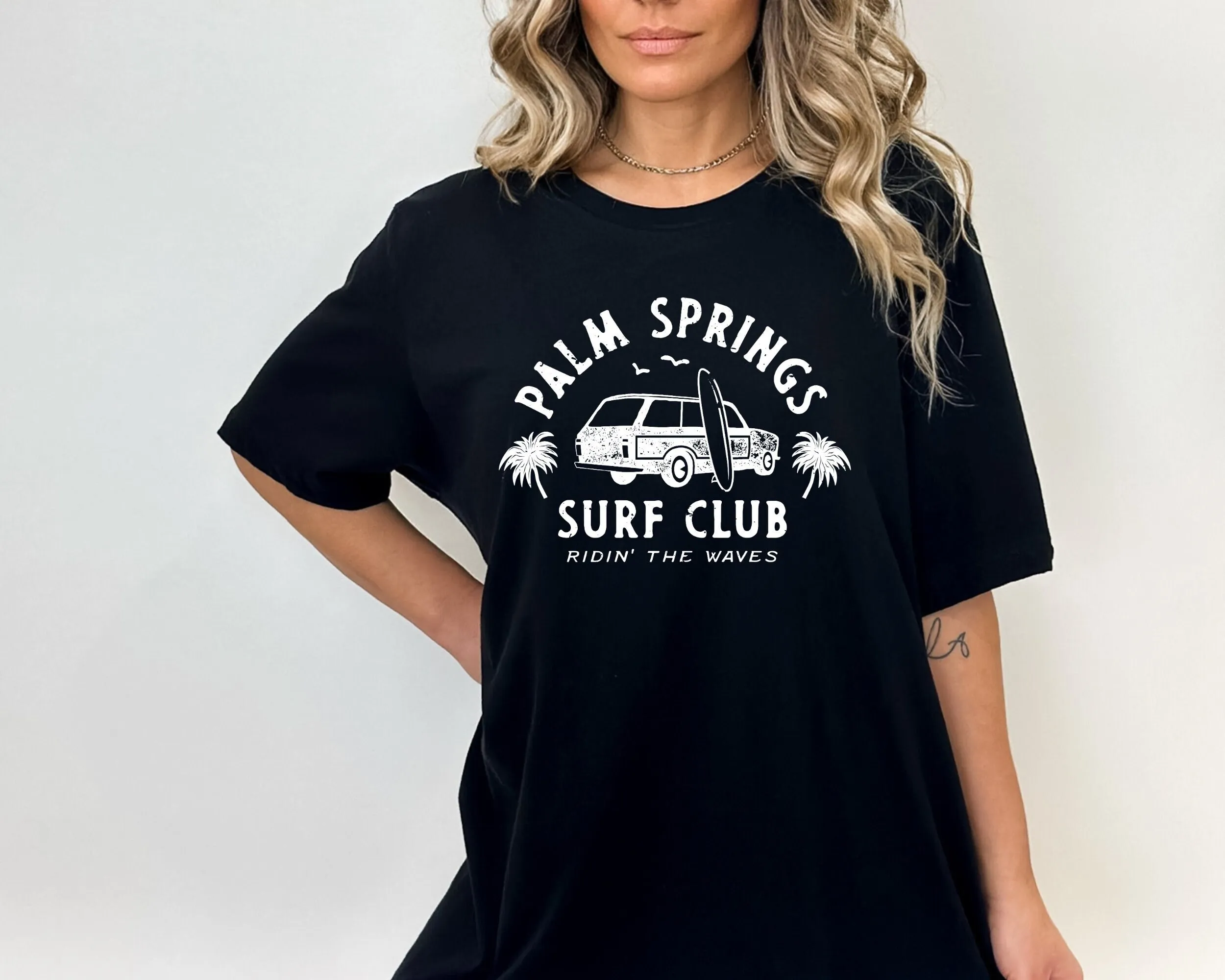 Palm Springs Surf Club T Shirt Coconut girl clothes preppy summer oversized beach tee VSCO aesthetic for teens words on back