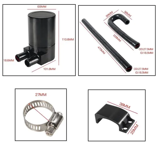 Imagen 2 del producto Tanques de combustible de reserva, caja de lata de captura de aceite con manguera de radiador de silicona para BMW N54 335i 135i E90 E92 E82 2006-2010, accesorios de coche