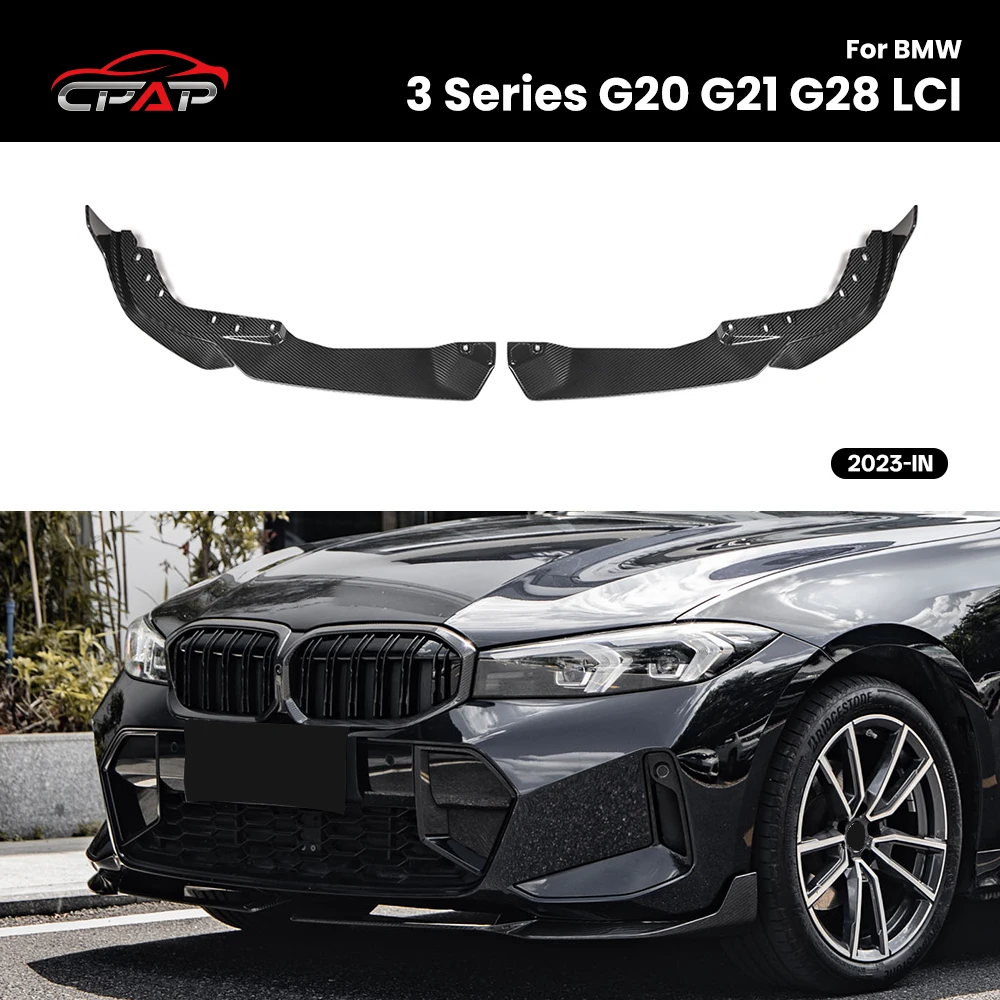 

Real Dry Carbon Fiber Front Diffuser Bumper Lip Splitter Body Kits For BMW 3 Series G20 G21 G28 LCI MP Style 2023-IN