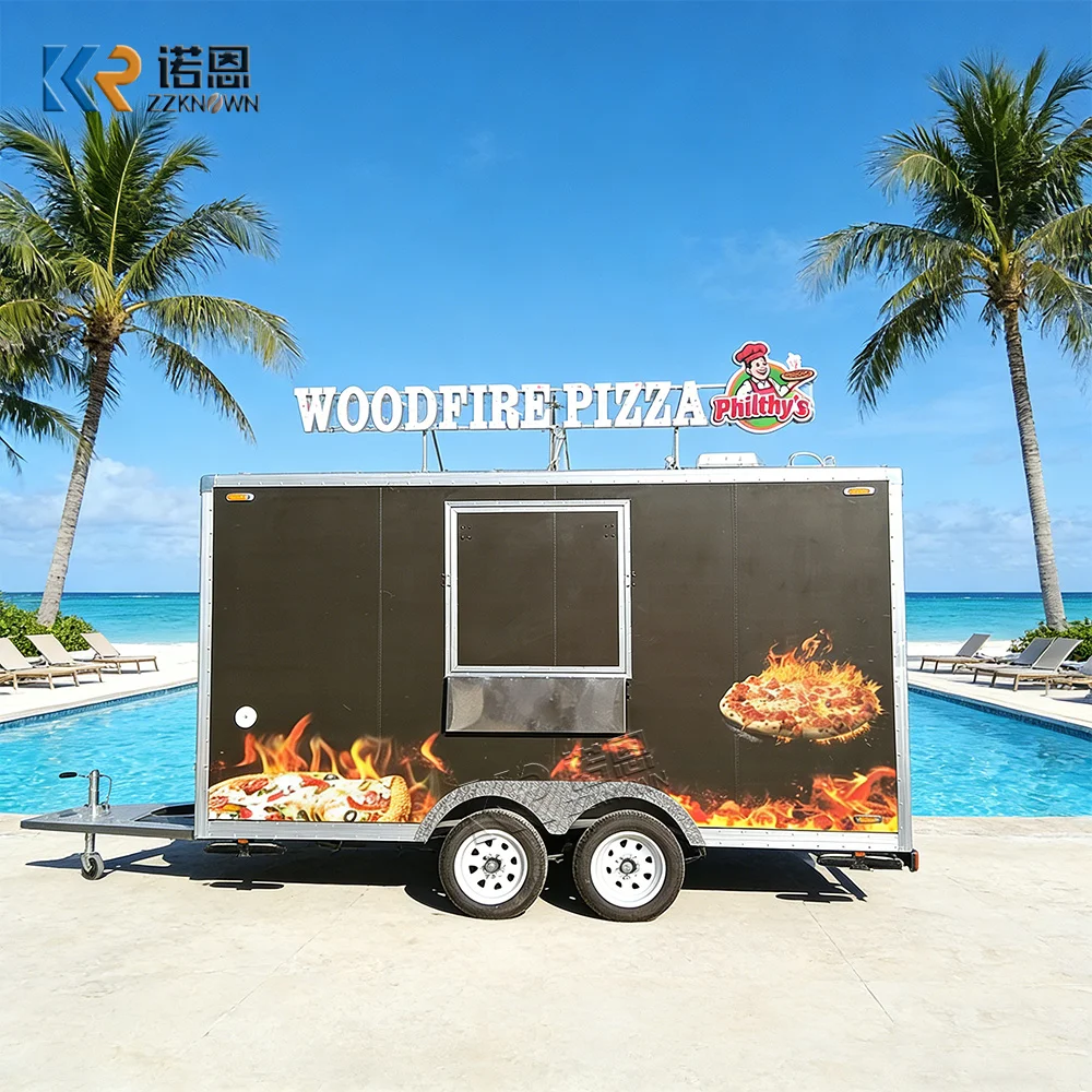 

Customizable Food Vending Cart Commercial Mobile Kitchen Trailer Full Stainless Steel Interior for Food Truck Business