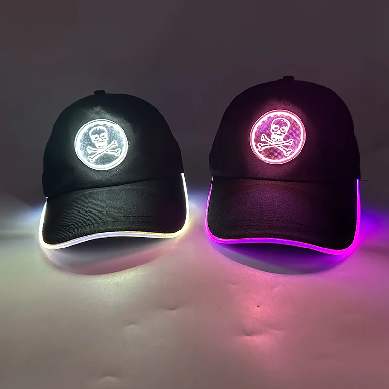 Kostüm Cosplay Schädel Symbol Hut Glowing Night Caps Für Jungen Mädchen Blinkende Baseball Kappe