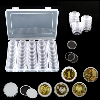 투명 동전 홀더, 동전 수집 상자 케이스, 동전 보관 캡슐, 보호 상자 컨테이너, 100 개, 30mm