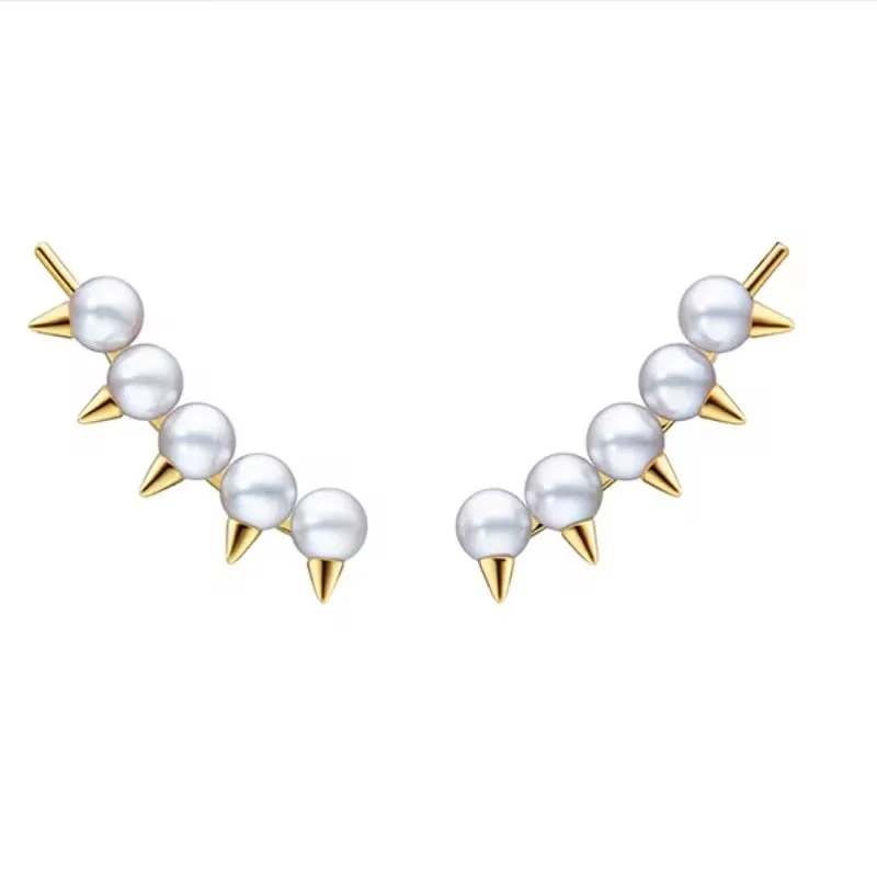 

Kurshuni Pearl Pendant Necklace Piercing Ear Clip Ear Crawl Jewelry Set For Women Luxury Quality AAAAA+ Zircon Korea Fashion INS