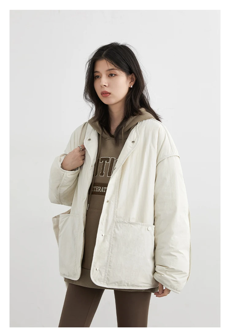 CHIC VEN Women Down Coats Simple Loose Texture Round Neck Down Jacket 90 White Duck Down Jacket Autumn Winter 2025