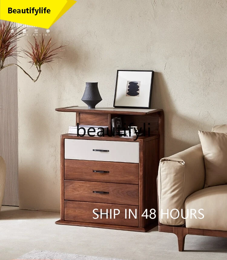 

A53 North American black walnut chest living room light luxury solid wood side cabinet storage locker