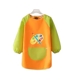 Waterproof Painting Apron with Pocket Artist Uniform for Kids Children Apron for Baby Eating Long Sleeved Clothes Clean Supplies