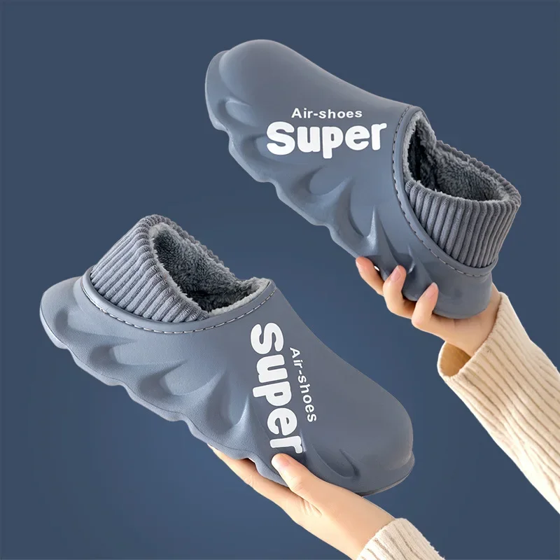 Winter Slippers For Men Shoes Waterproof Warm Sneaker Slippers Women Indoor Plush Home Footwear Non-Slip Outdoor Platform Shoes