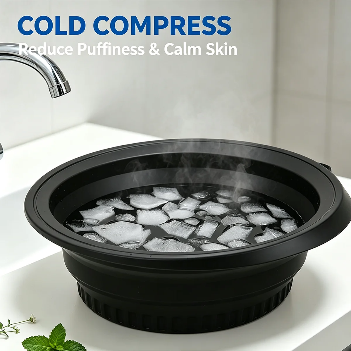 Silicone Foldable Facial Bowl A Foldable Ice Bath Bowl for Facial Care Immersive Skincare Tools, Cold Therapy and Facial Relief