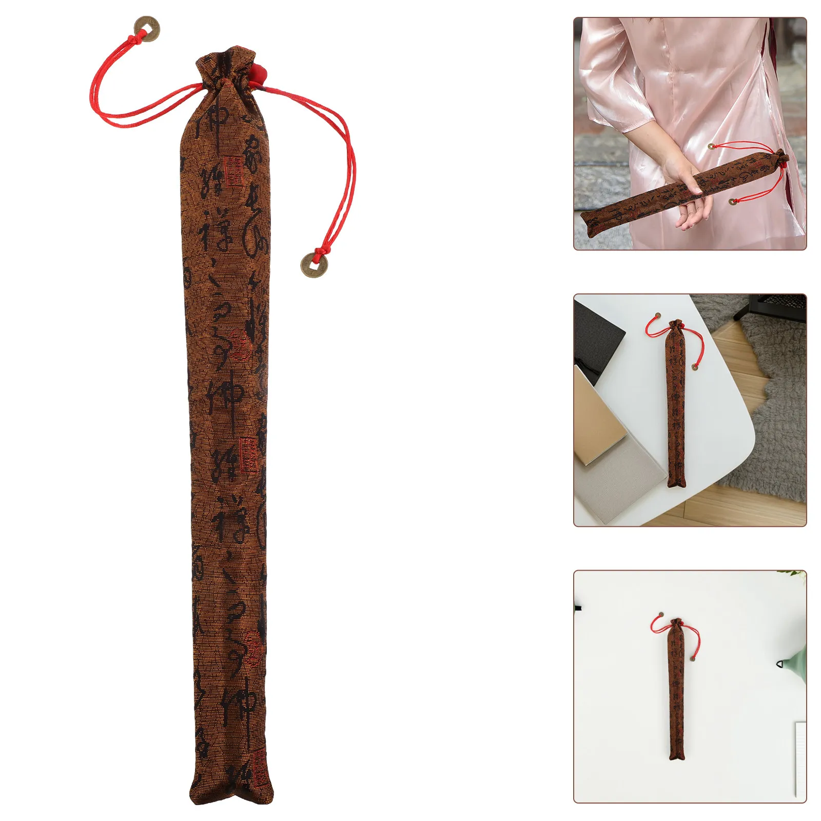 Silk Brocade Folding Fan Cover Protective Handheld Fan Pouch for Chinese Japanese Wedding Decor Ancient Style Souvenir Storage