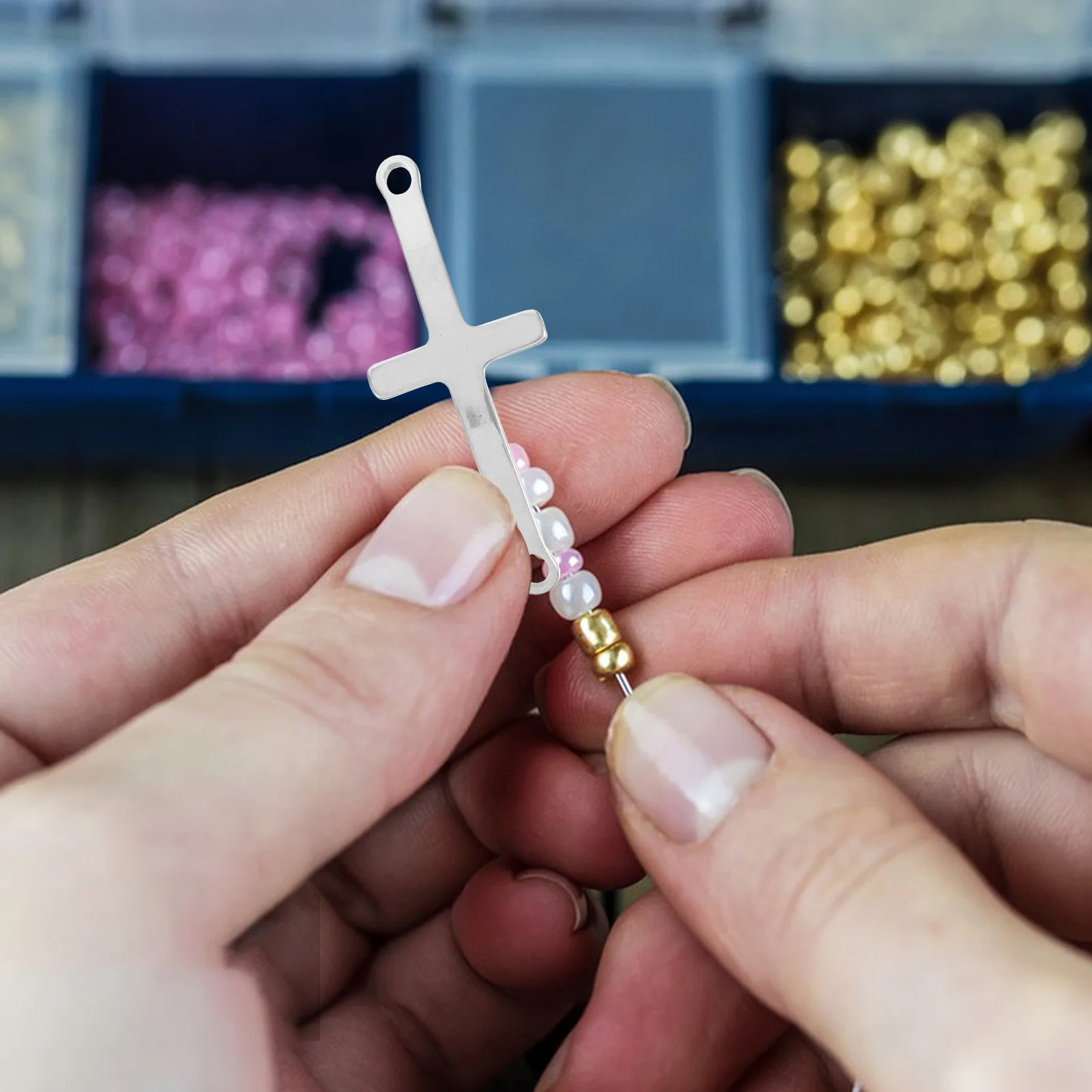 

10pcs Stainless Steel Cross Pendant Durable Unique Shape Jewelry Making Accessories For Necklace Bracelet Keychain Diy Crafts