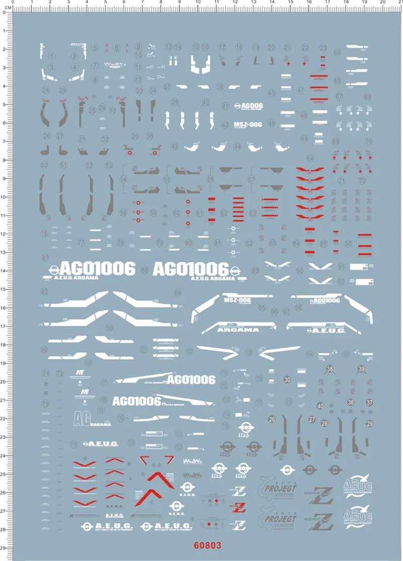 Wasserschiebeaufkleber für Gundam PG Z Zeta MSZ-006 GDM Modellbausatz 60803