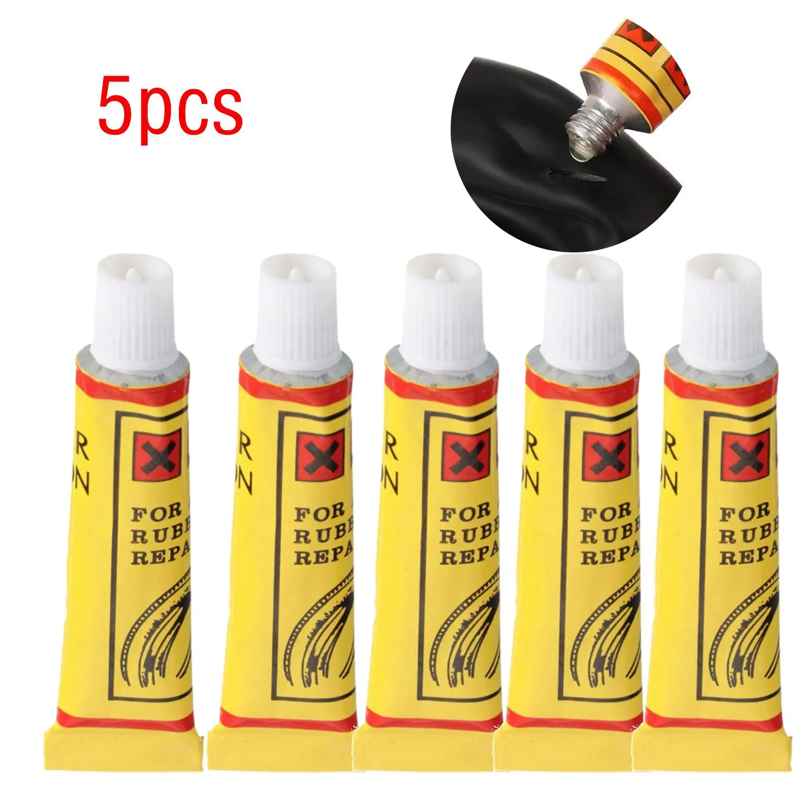 

5pcs Cement Rubber Inner Tube Repair Puncture Cold Patch Solution kit Adhesive Glue Car MotoBicycle Glue Bicycle Repair Tool 8ml