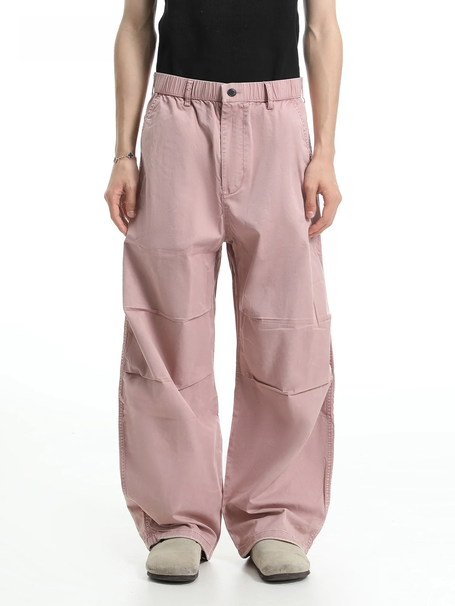 

Брюки IZKZ в стиле ретро, американские, модные, розовые, широкие, повседневные, тонкие, прямые, удлиненные, дышащие, летние...