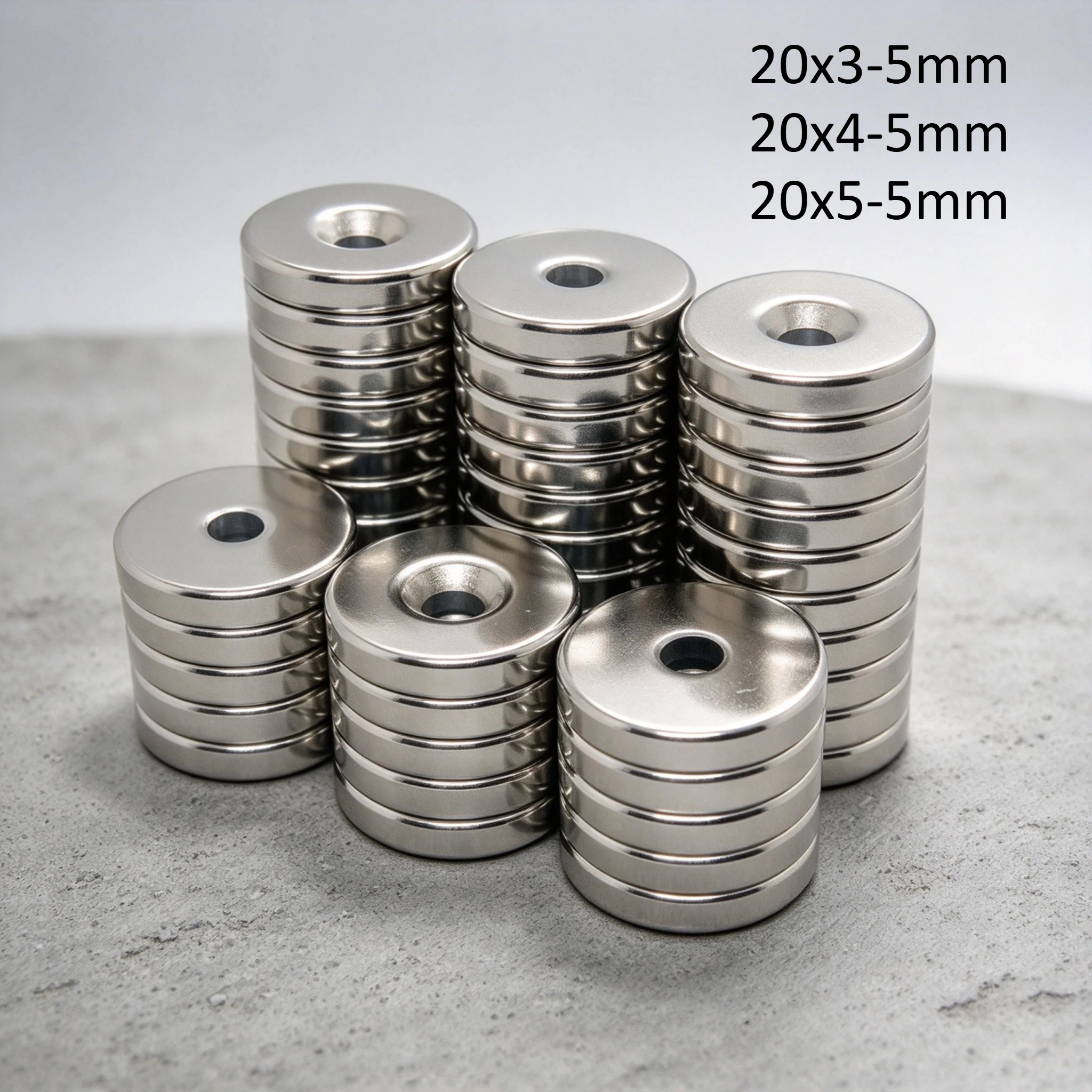 N35 20x3-5mm 20x4-5mm 20x5-5mm Countersunk Disc Neodymium Magnet Hole 5mm Magnet for DIY Crafts Industrial Office Application