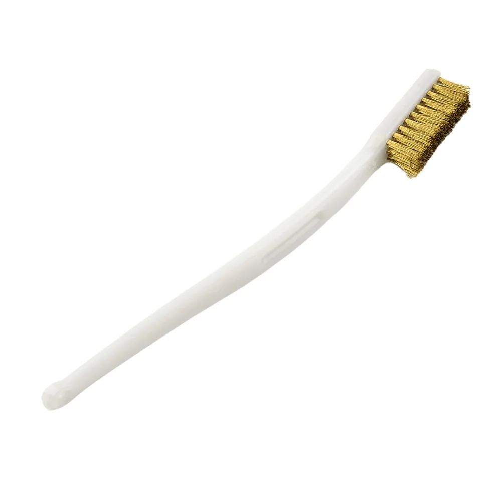Five Brass Wire Brushes with Plastic Handles for Industrial Device Polishing and Cleaning Applications in Aviation Ship Car Oil