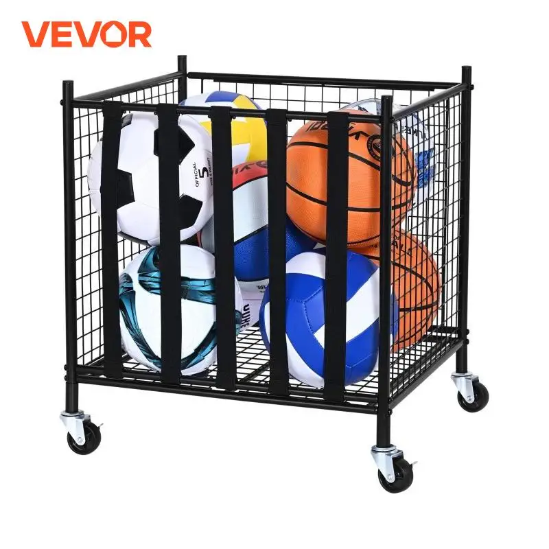 VEVOR Rolling Sports Ball Storage Cart Sport Equipment for Indoor Outdoor Steel Storage Rack for Garages Gym and Schools