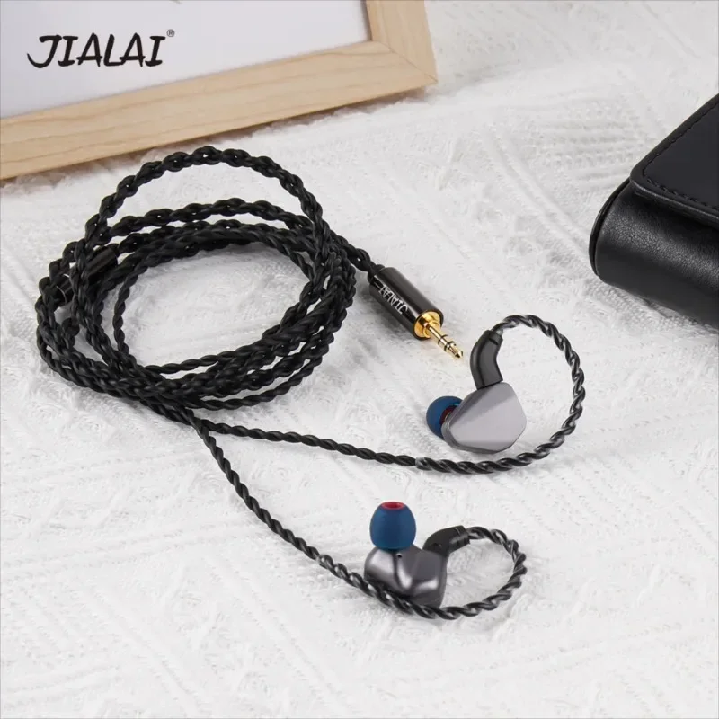 JIALAI Carat 10mm Titanium Plated HiFi Wired Earphone DLC Dynamic Vocal in Ear Music Monitor IEMs 0.78 2Pin Interface