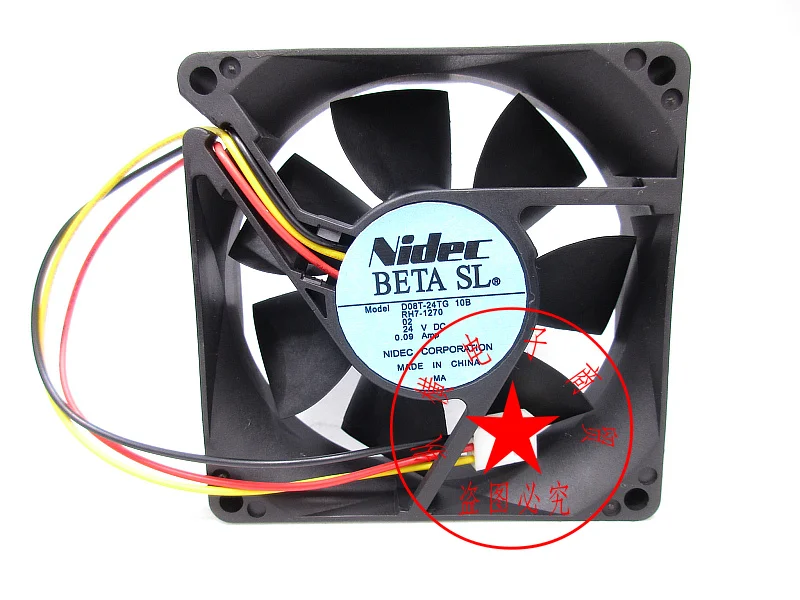 

Nidec D08T-24TG DC 24V 0.09A 80x80x25mm 3-Wire Server Cooling Fan