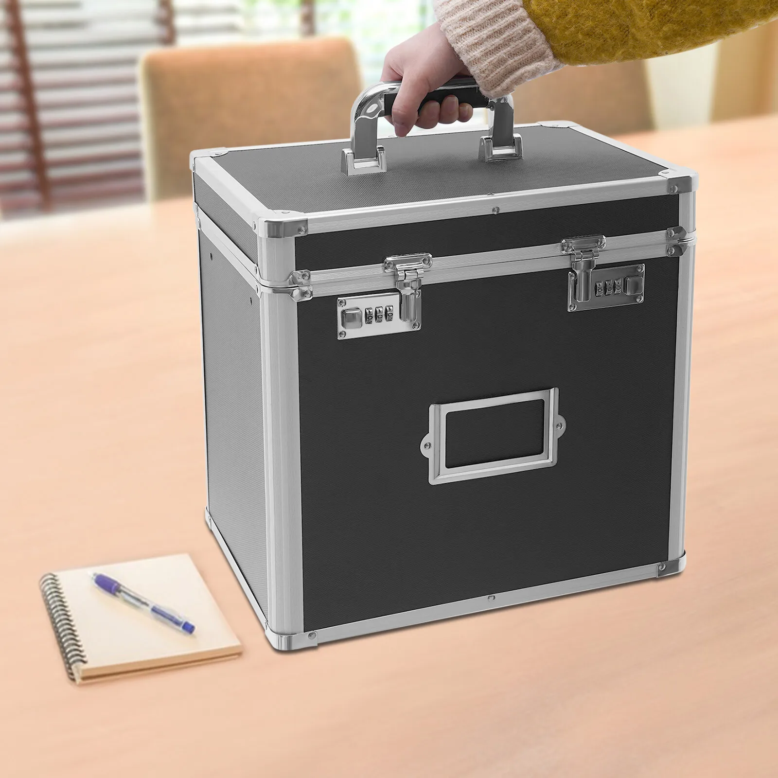 

Portable Fireproof Document File Organizer Box Papers Storage Filing Cabinet Lock Safe Box Waterproof for Homes Offices Schools