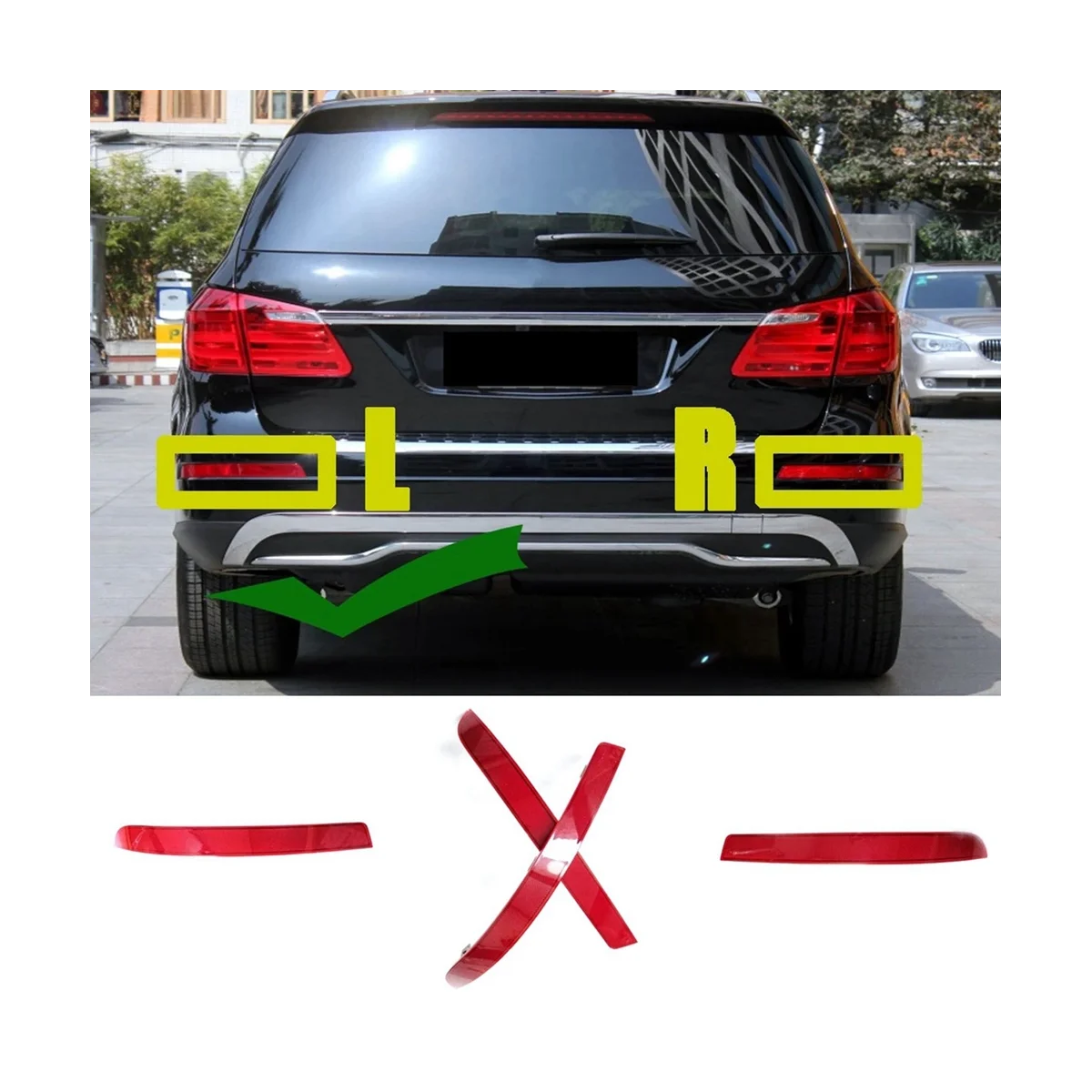 المصد الخلفي الضباب الخفيف ، ورقة عاكس مضاد الضباب ، مرسيدس بنز GL X166 320 350 ، A1668200374 A1668200474 #2