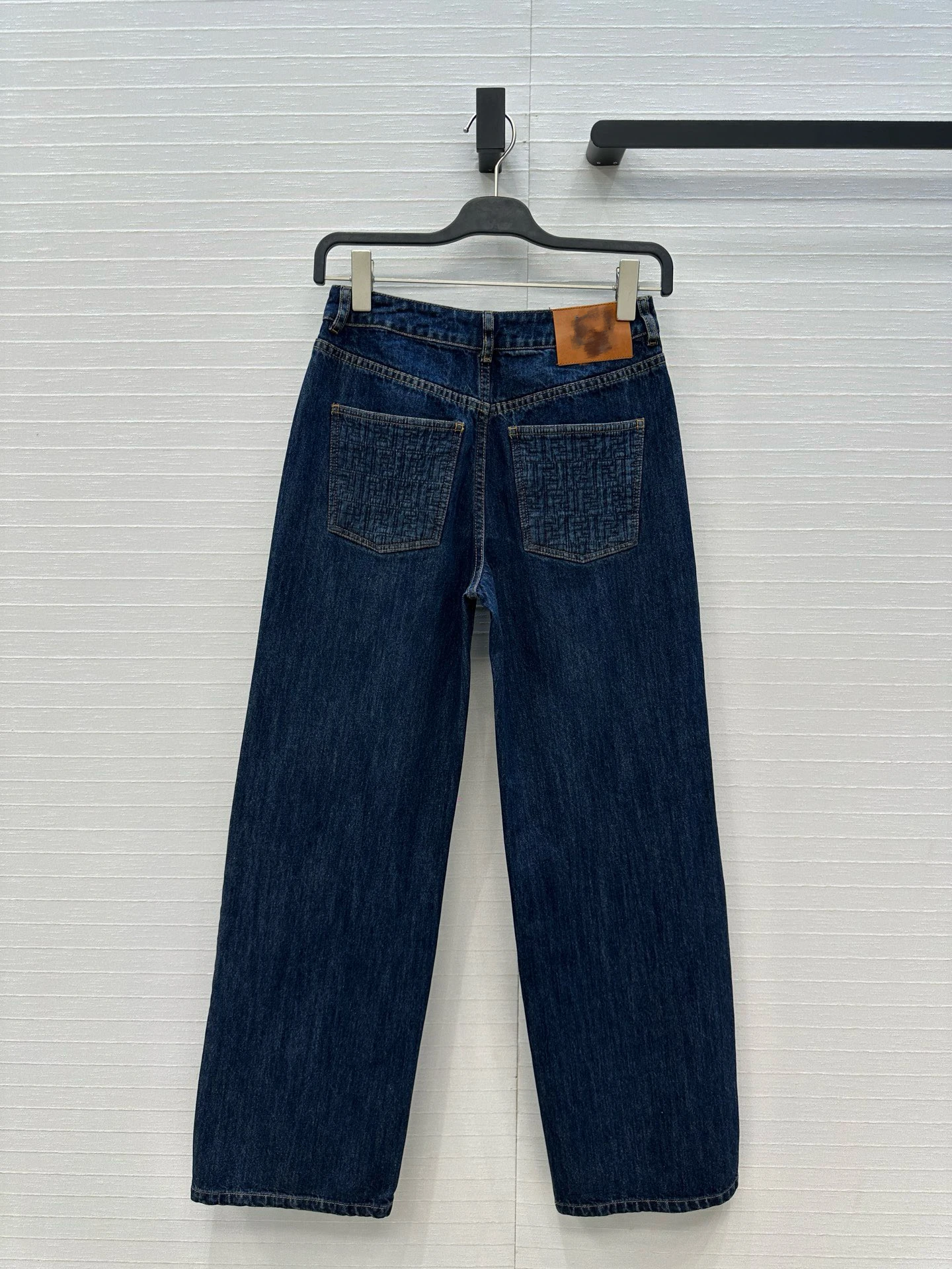 Denim jeans met hoge taille en rechte pijpen Casual getailleerde blauwe afslankende lange broek Dames katoenen stretchrits Pure kleur Herfst